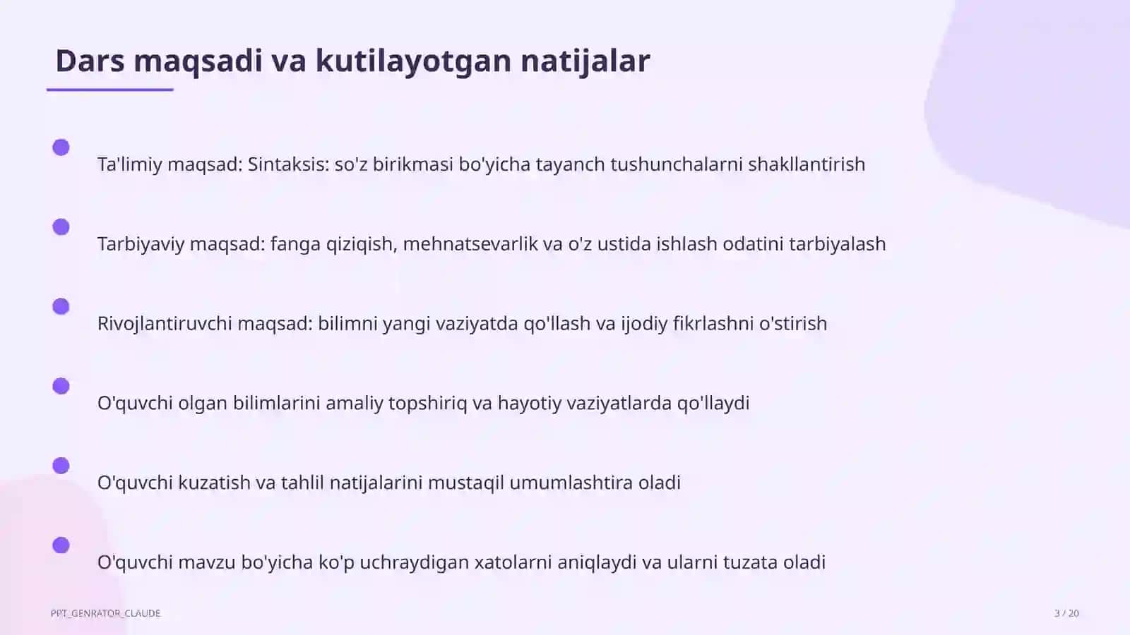Sintaksis: so'z birikmasi (8-sinf) 3