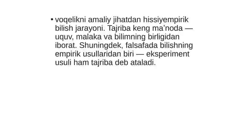 Faol tajriba tajriba o’tkazish ketma ketligi 3