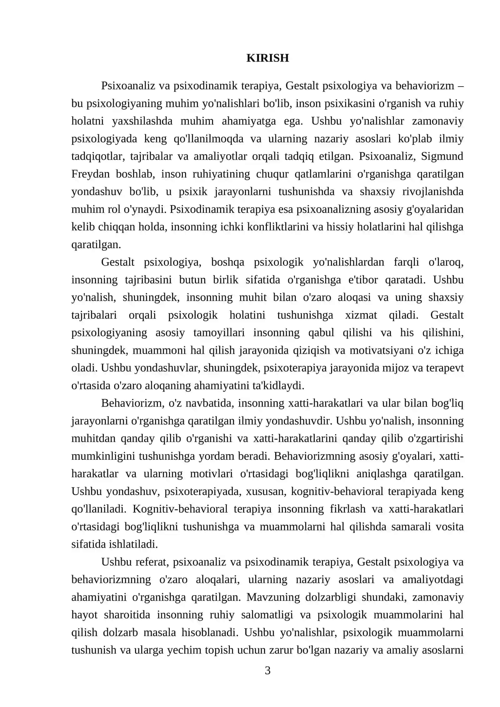 Psiхоаnаliz vа psiхоdinаmik tеrаpiya Gеshtаltpsiхоlоgiya vа biхеviоrizm 3
