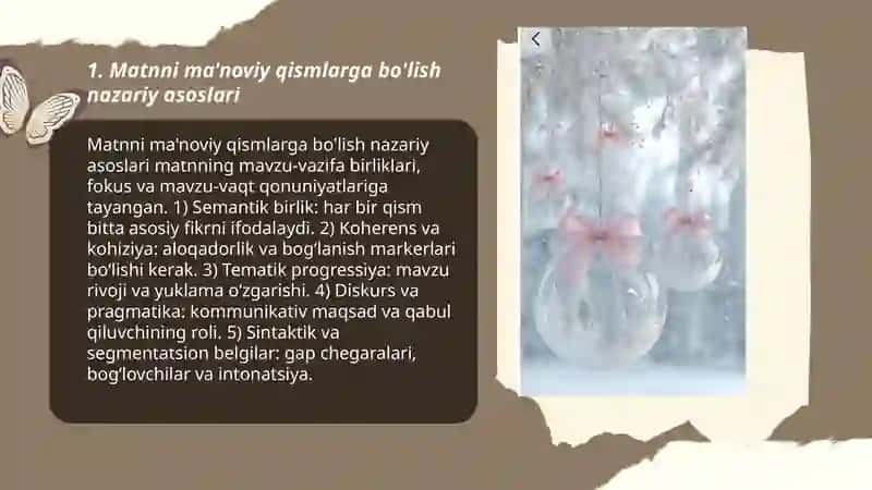 Matnni ma'noviy qismlarga bo'lish nazariy asoslari 3