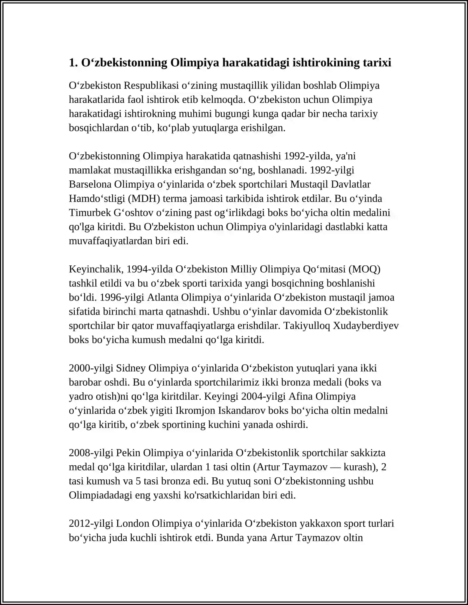 OʻZBEKISTON OLIMPIA HARAKATI 3
