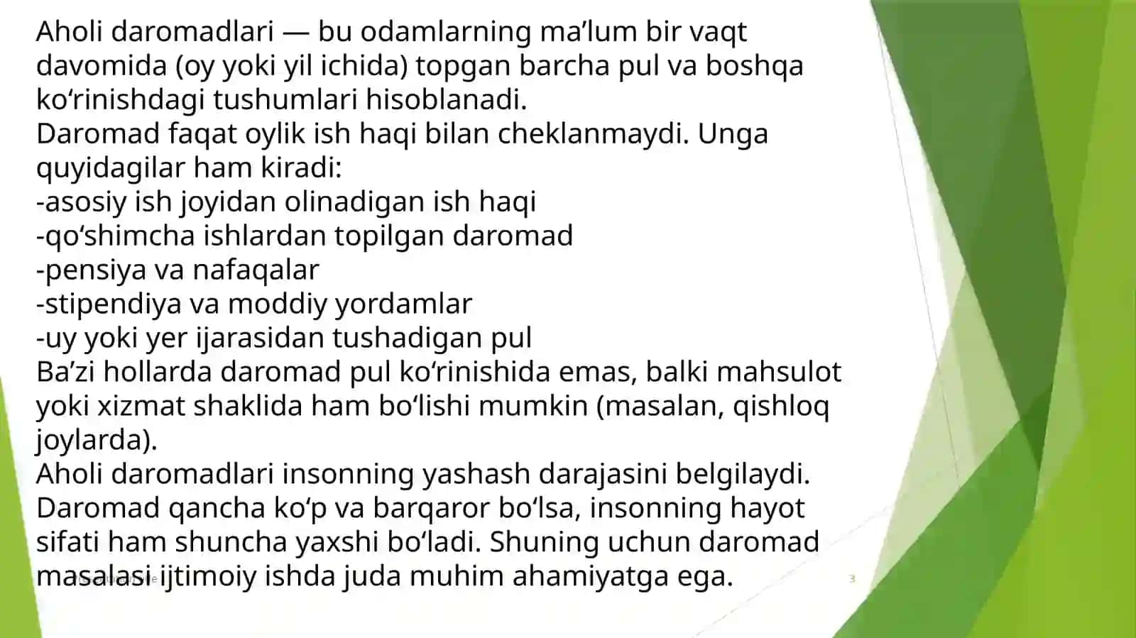 Aholi daromadlari tushunchasi, turlari va xususiyatlari 3
