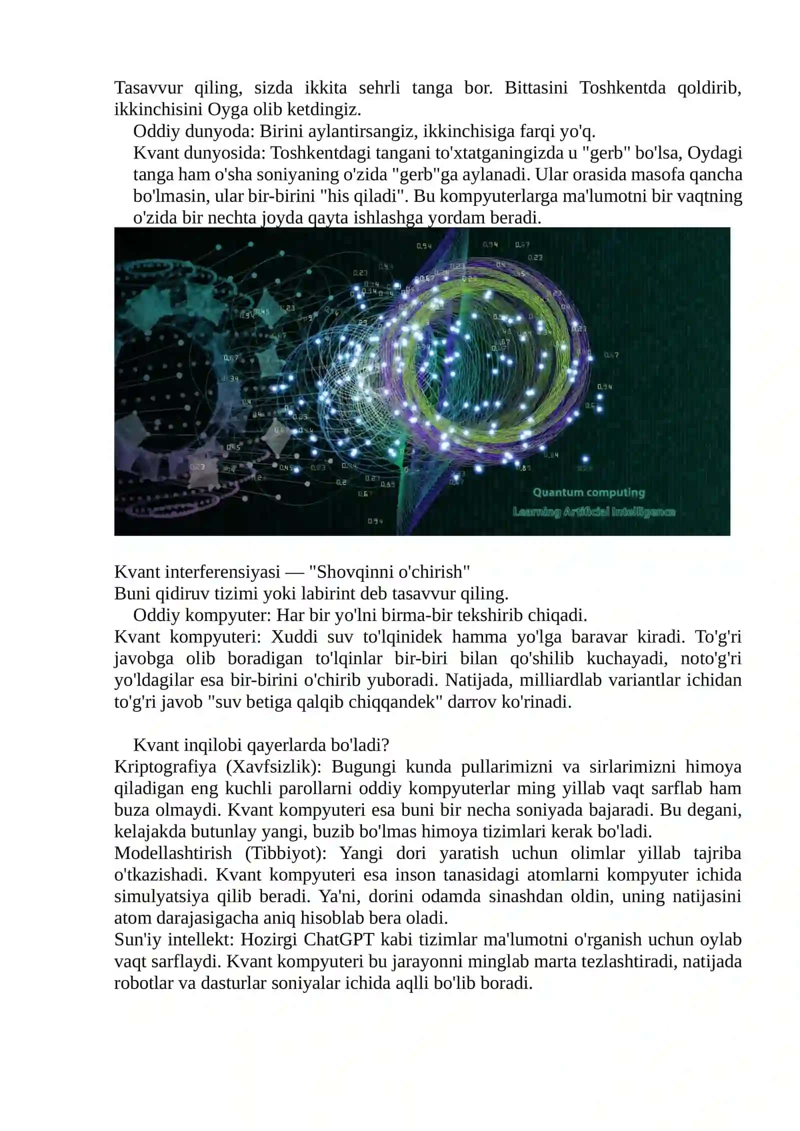 Kvant bitlari va ularning axborotni qayta ishlashdagi fizik prinsiplari 3