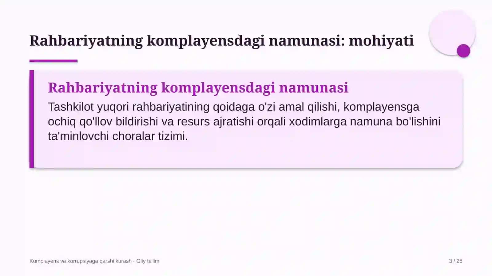 Daryo transportida yuqori rahbariyatning komplayensdagi namunasini ta'minlash 3