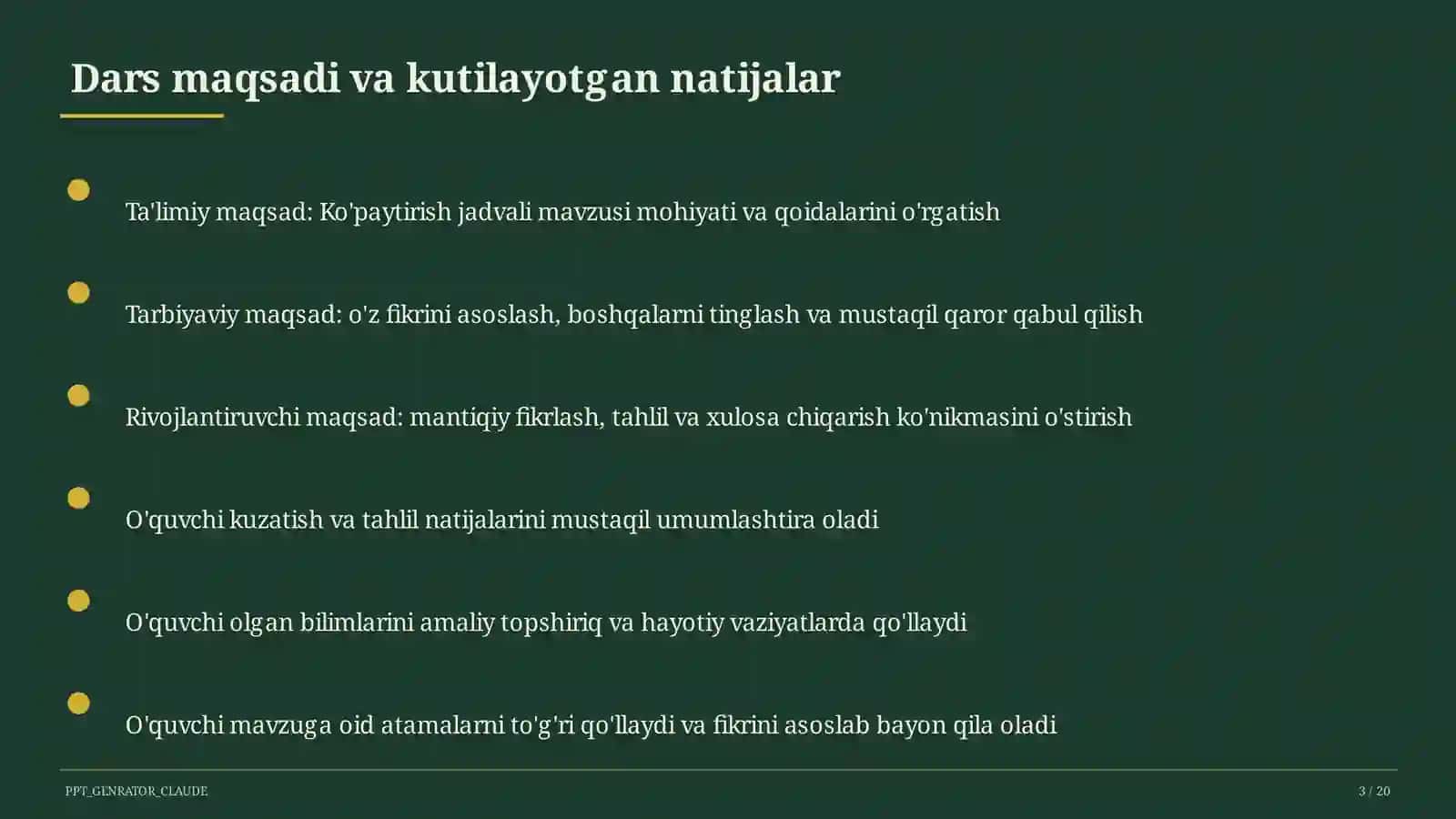 Ko'paytirish jadvali (2-sinf) 3