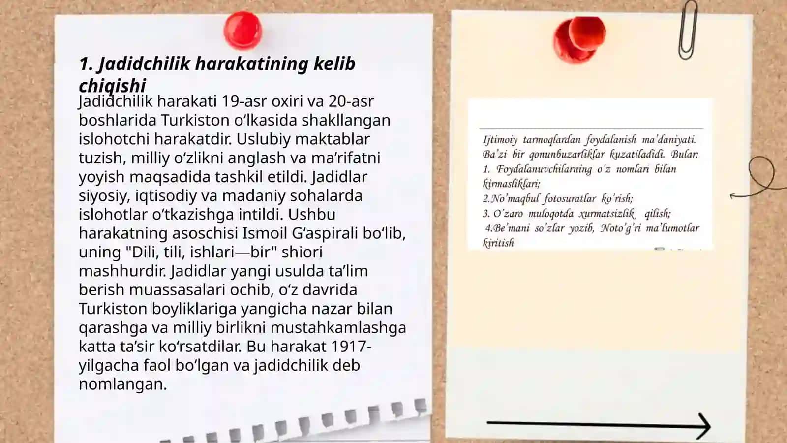 Jadid ma'rifatparvarlarining o'lka ijtimoiy-ma'naviy hayotida tutgan o'rni 3