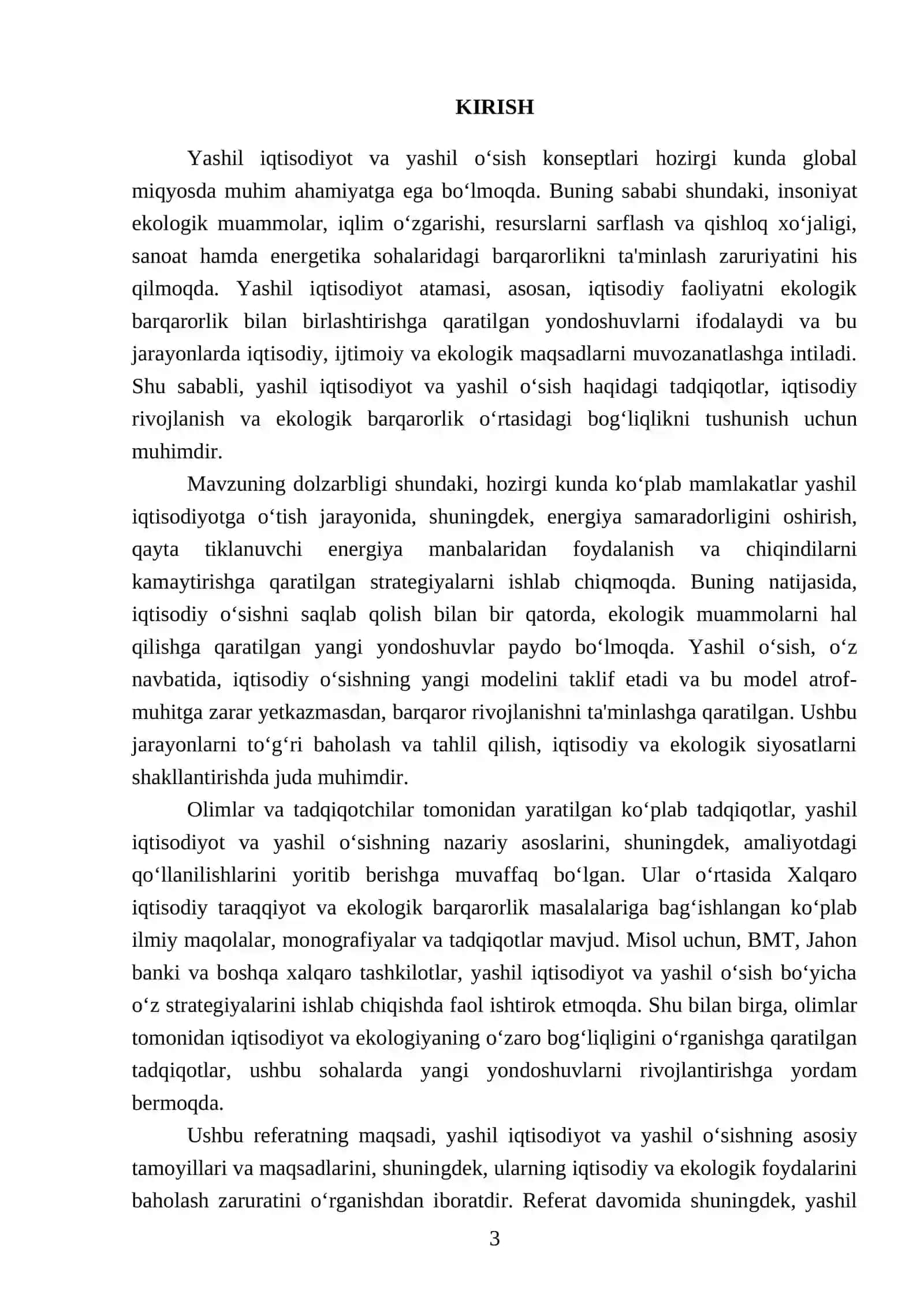 Yashil iqtisodiyot va yashil o‘sishni baholash zarurati 3