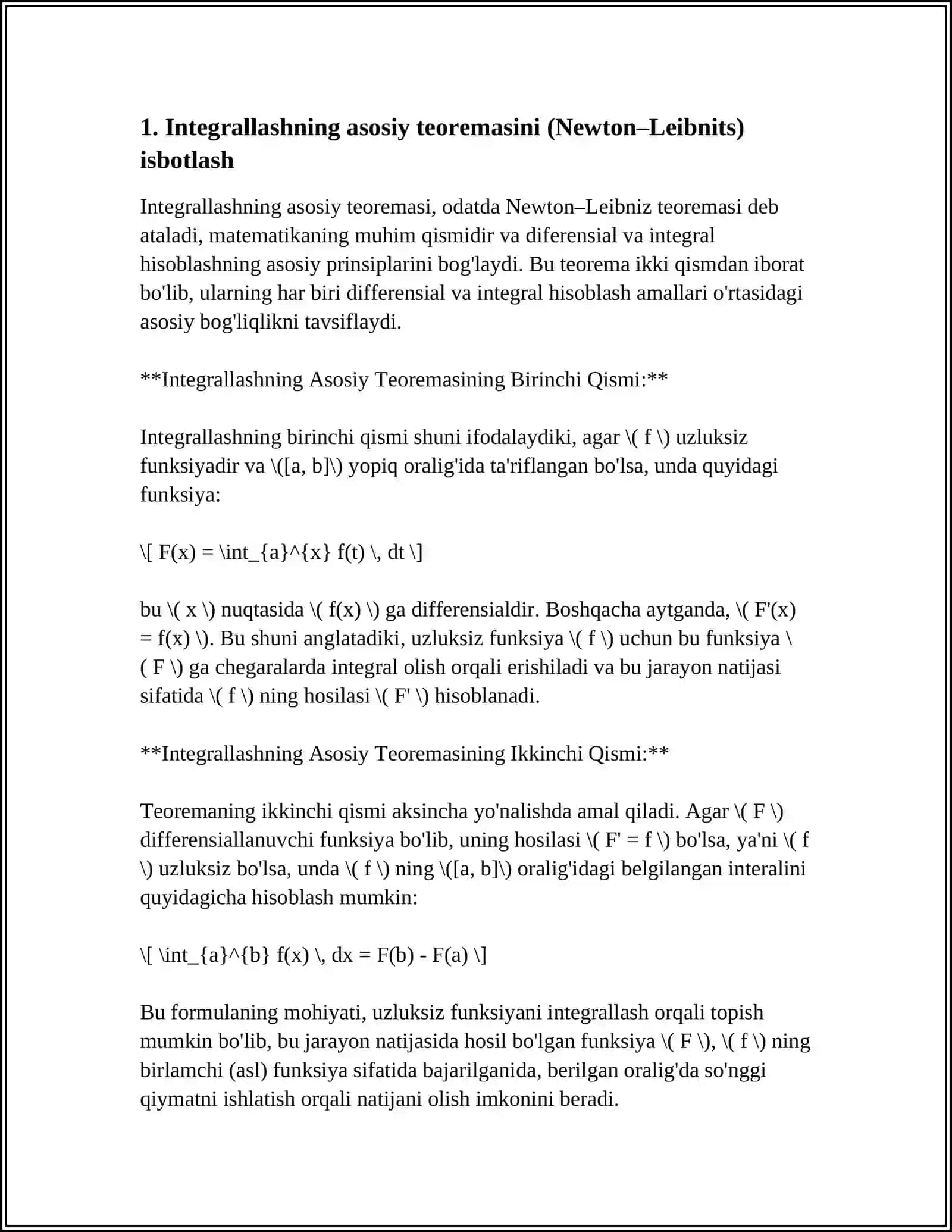 MATEMATIK INTEGRALLASHNI ISBOTLASH 3