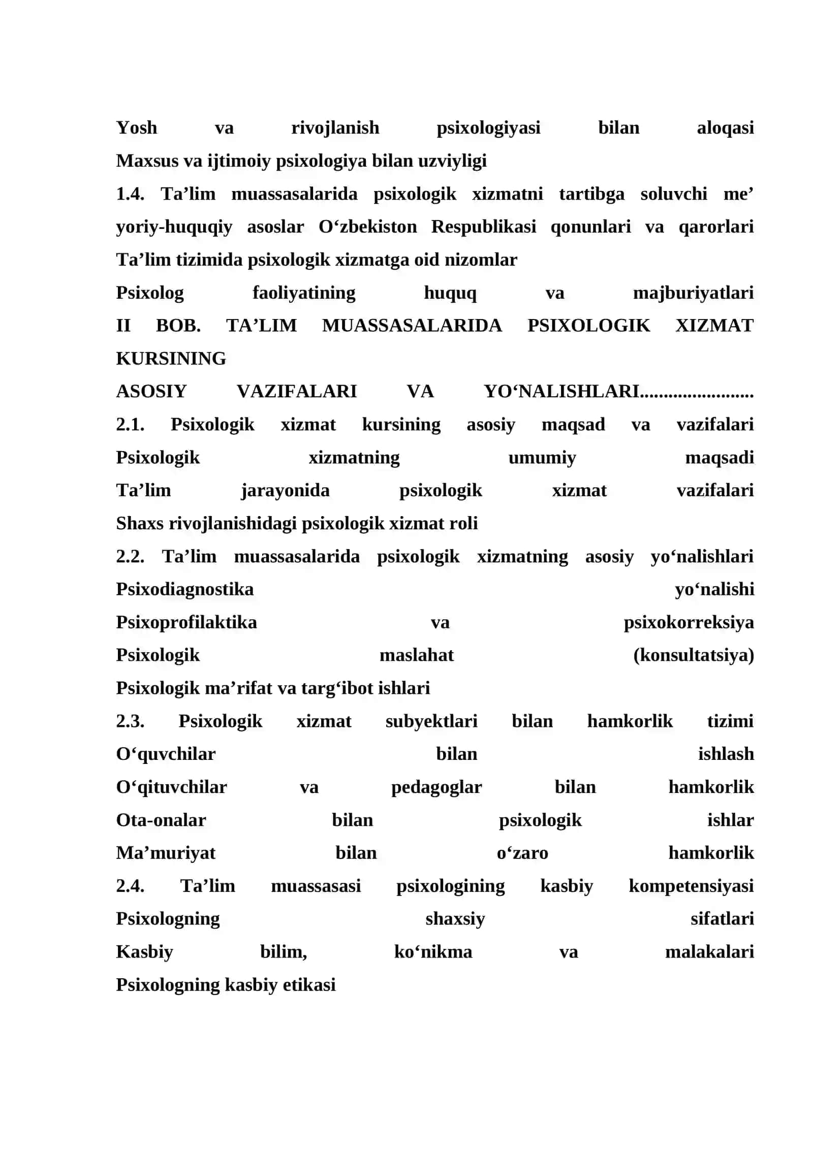 Ta'lim muassasalarida psixologik xizmat kursining predmeti va vazifalari 3