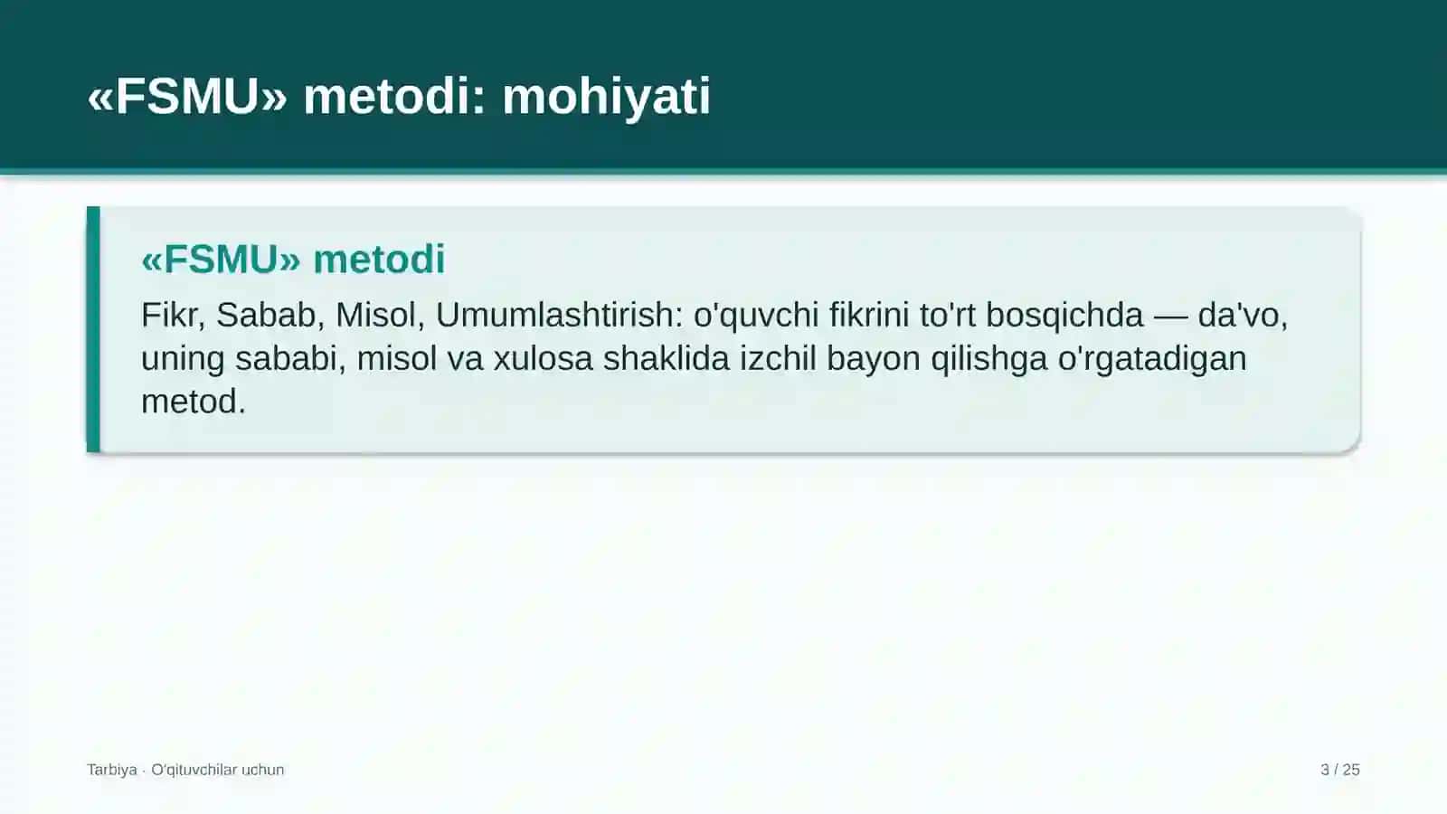 tarbiya darslarida fsmu metodidan foydalanish 9088 3