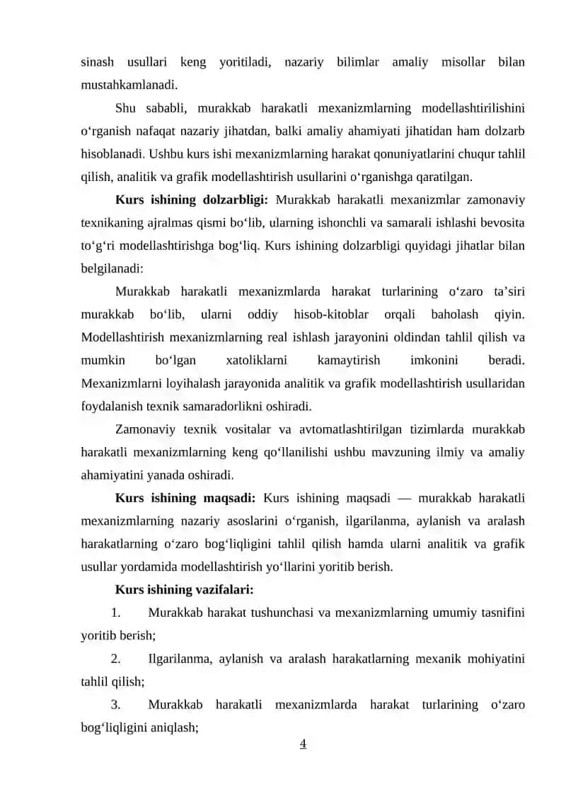 MURAKKAB HARAKATLI MEXANIZMLARNING MODELLASHTIRILISHI 3