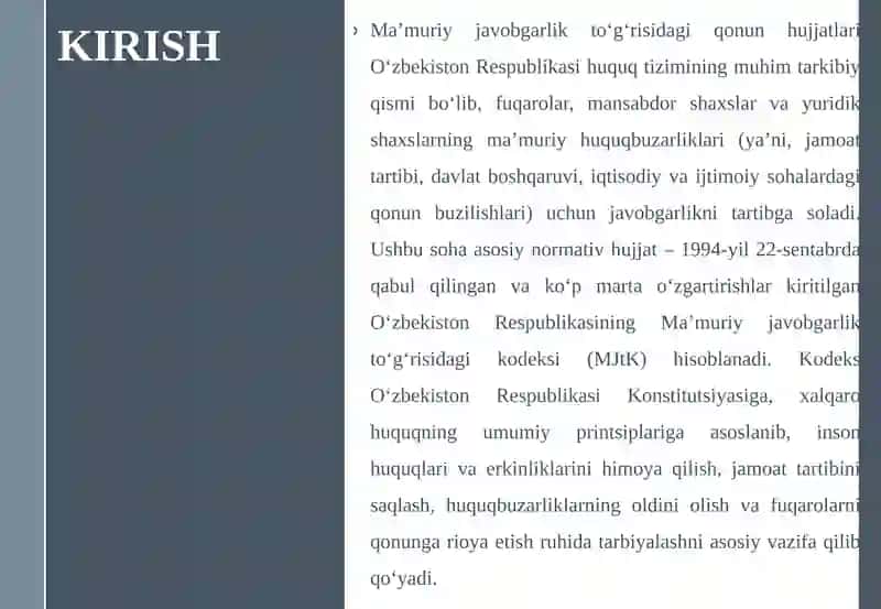 Ma’muriy Javobgarlik To‘g‘risidagi Qonun Hujjatlari va Uning Prinsiplari 3