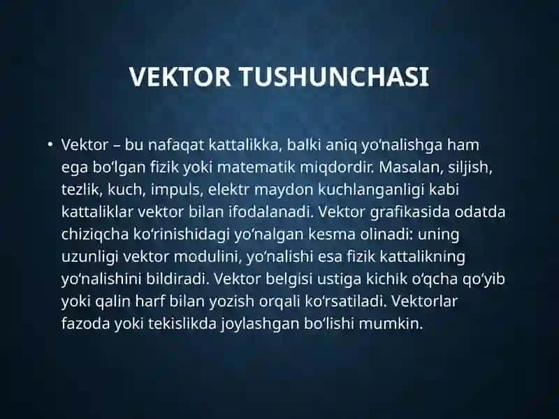 Vektorlar va harakatlarni qo‘shish 3