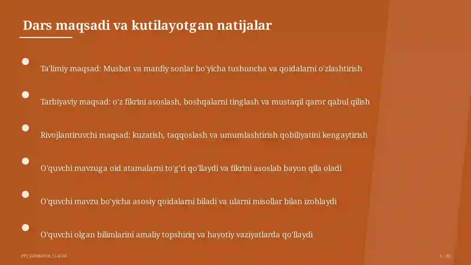 Musbat va manfiy sonlar (6-sinf) 3