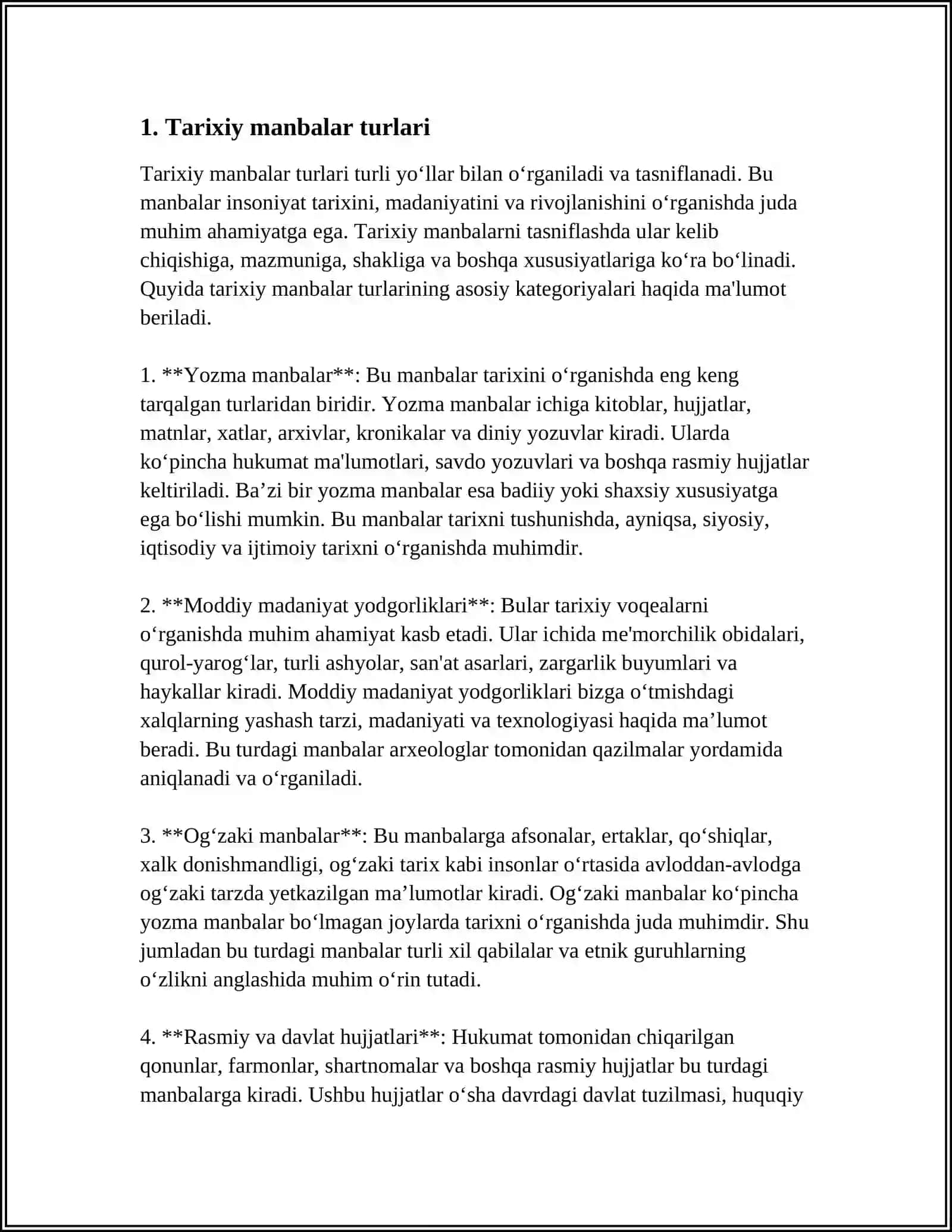 TARIXNING DOLZARB MUOMMOLARI UNI O'RGANISHDA MODDIY VA YOZMA MANBALARNING O'RNI HAMDA AHAMIYATI 3