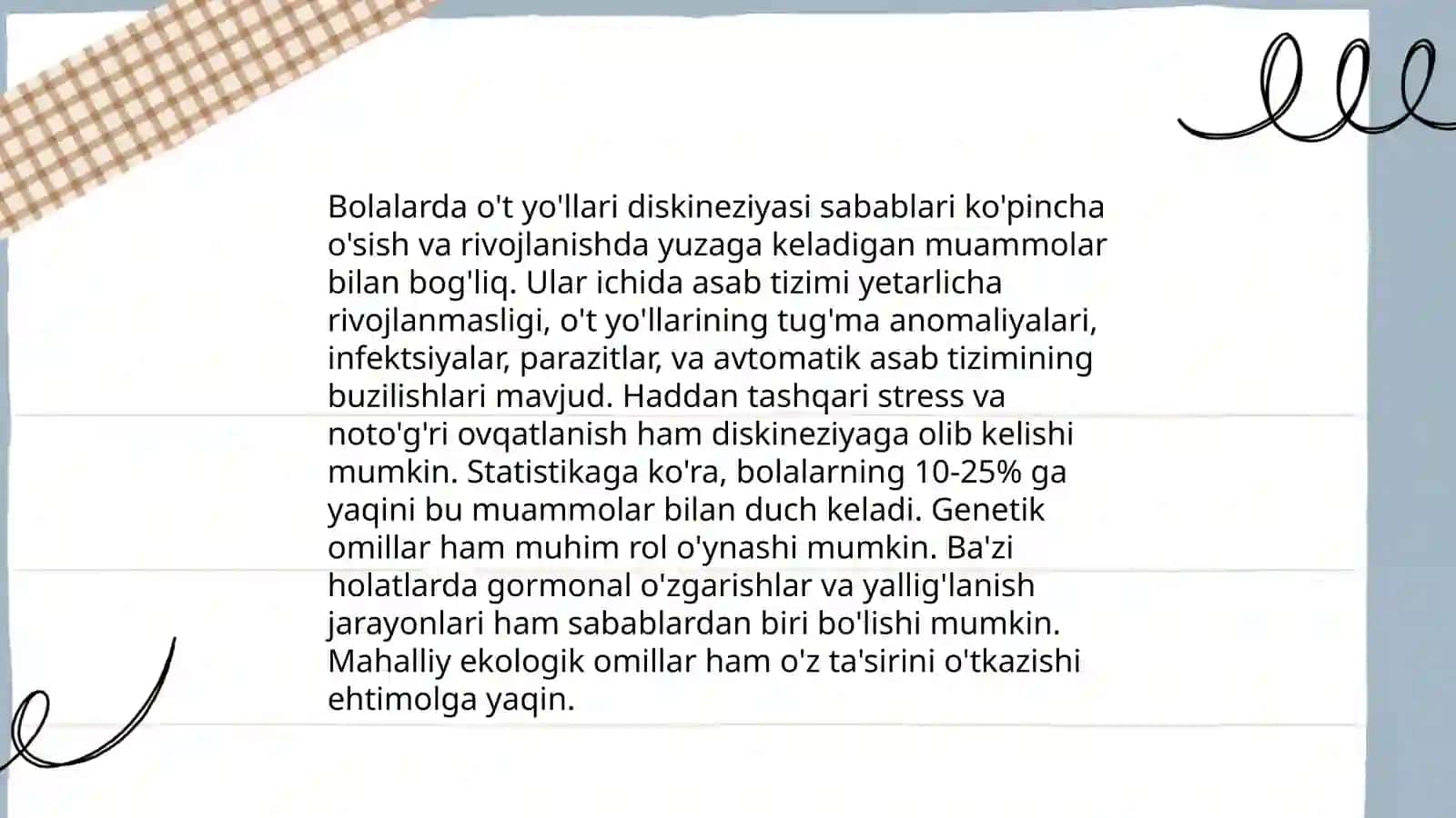 Bolalarda oʻt yoʻllari diskineziyasi 3