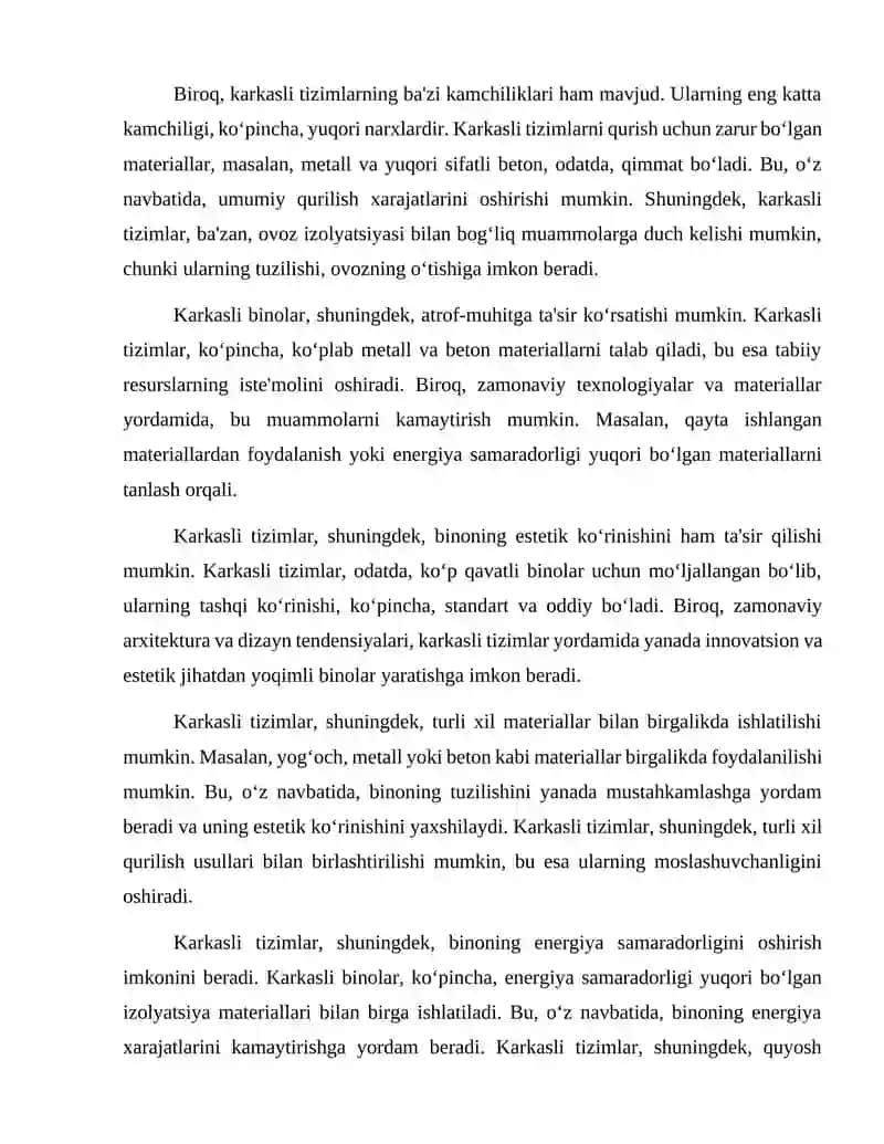 Fuqaro binolari karkasli va karkassiz tizimlari. 3