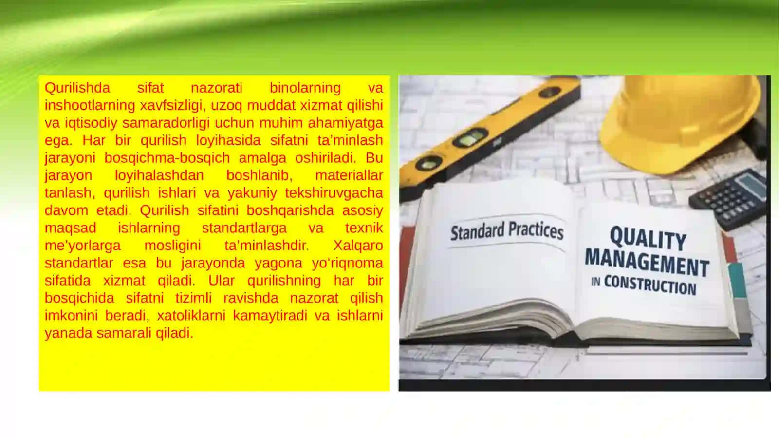 Qurilish sifatini boshqarish bôyicha xalqaro standartlar 3