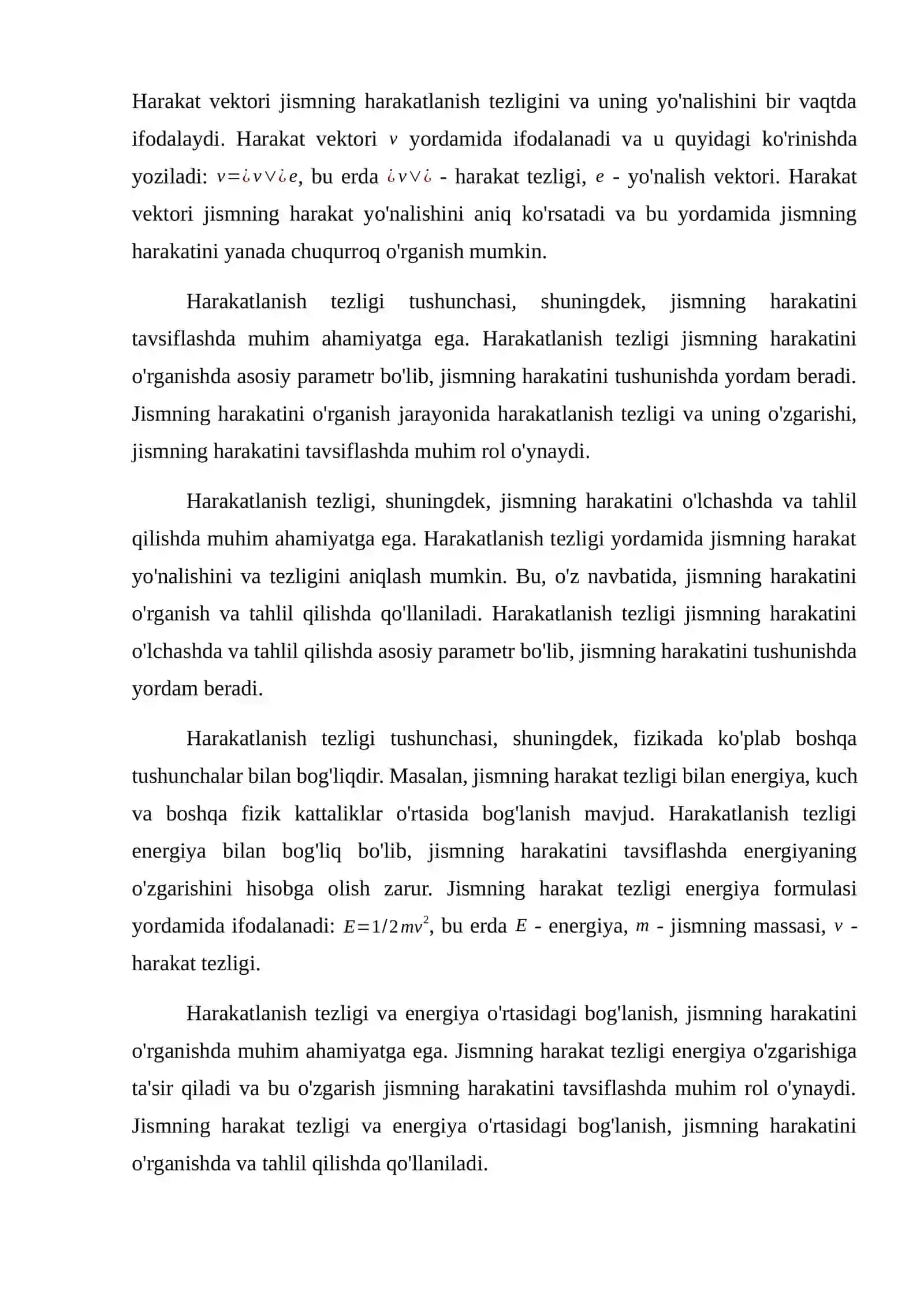 Harakatlanish tezligi 3