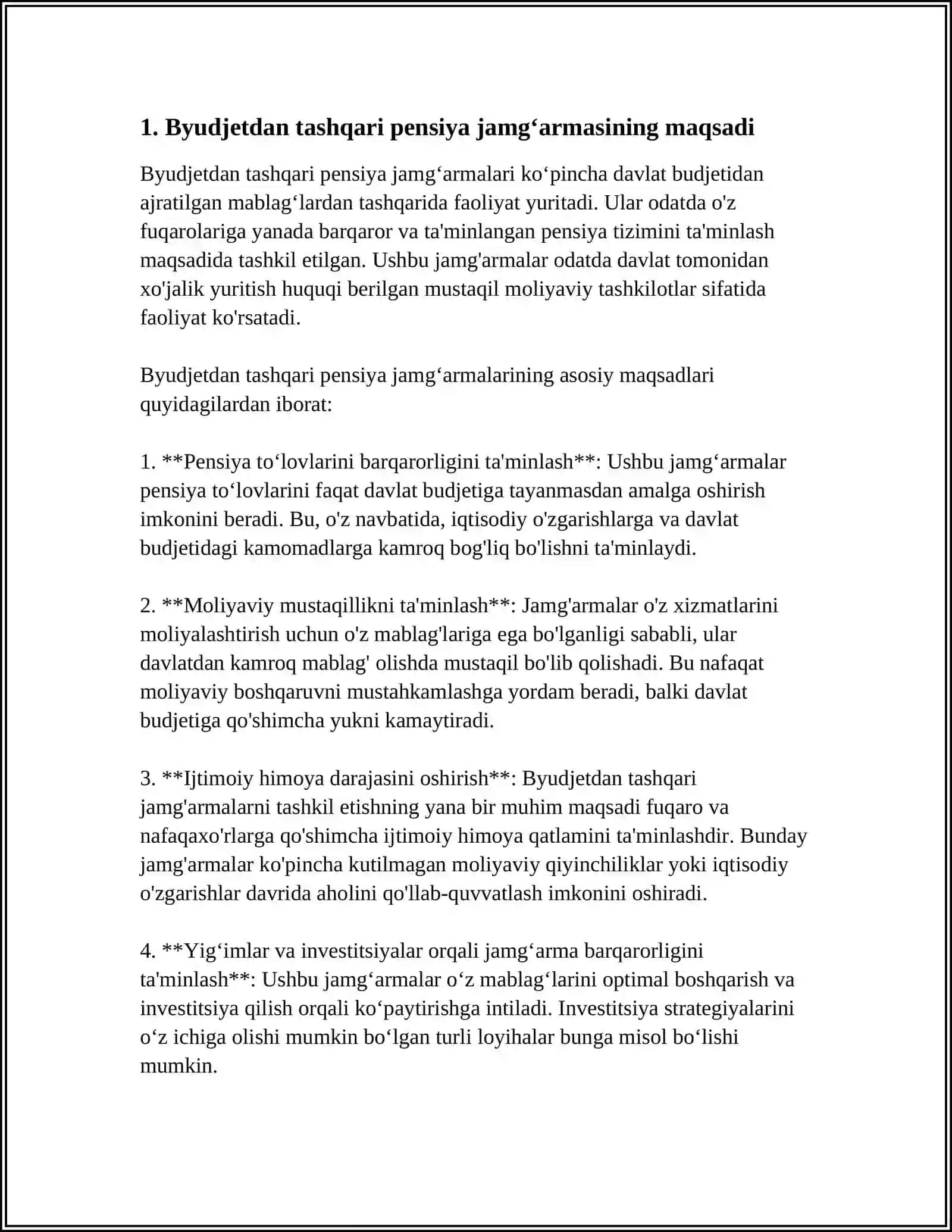 Byudjetdan tashqari pensiya jamgʻarmasi: vazifasi va funksiyalari 3