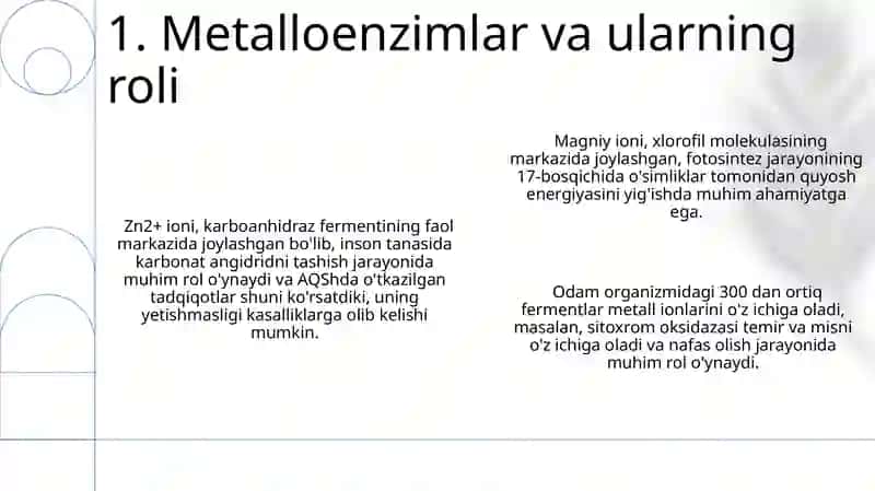 Koordinatsion birikmalarning biologik jarayondagi roʻli 3