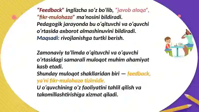 Feedback (fikr-mulohaza) berish va olish usullari 3