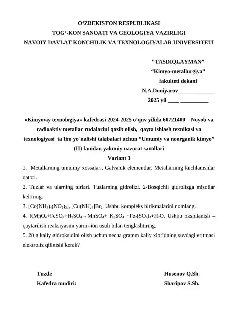 Kimyoviy texnologiya kafedrasi 3