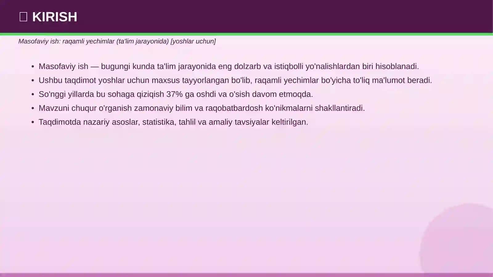 Masofaviy ish: raqamli yechimlar (ta'lim jarayonida) [yoshlar uchun] 3