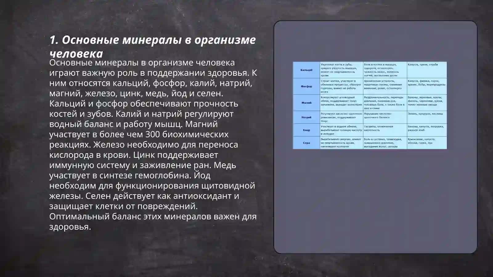 Основные минералы в организме человека 3