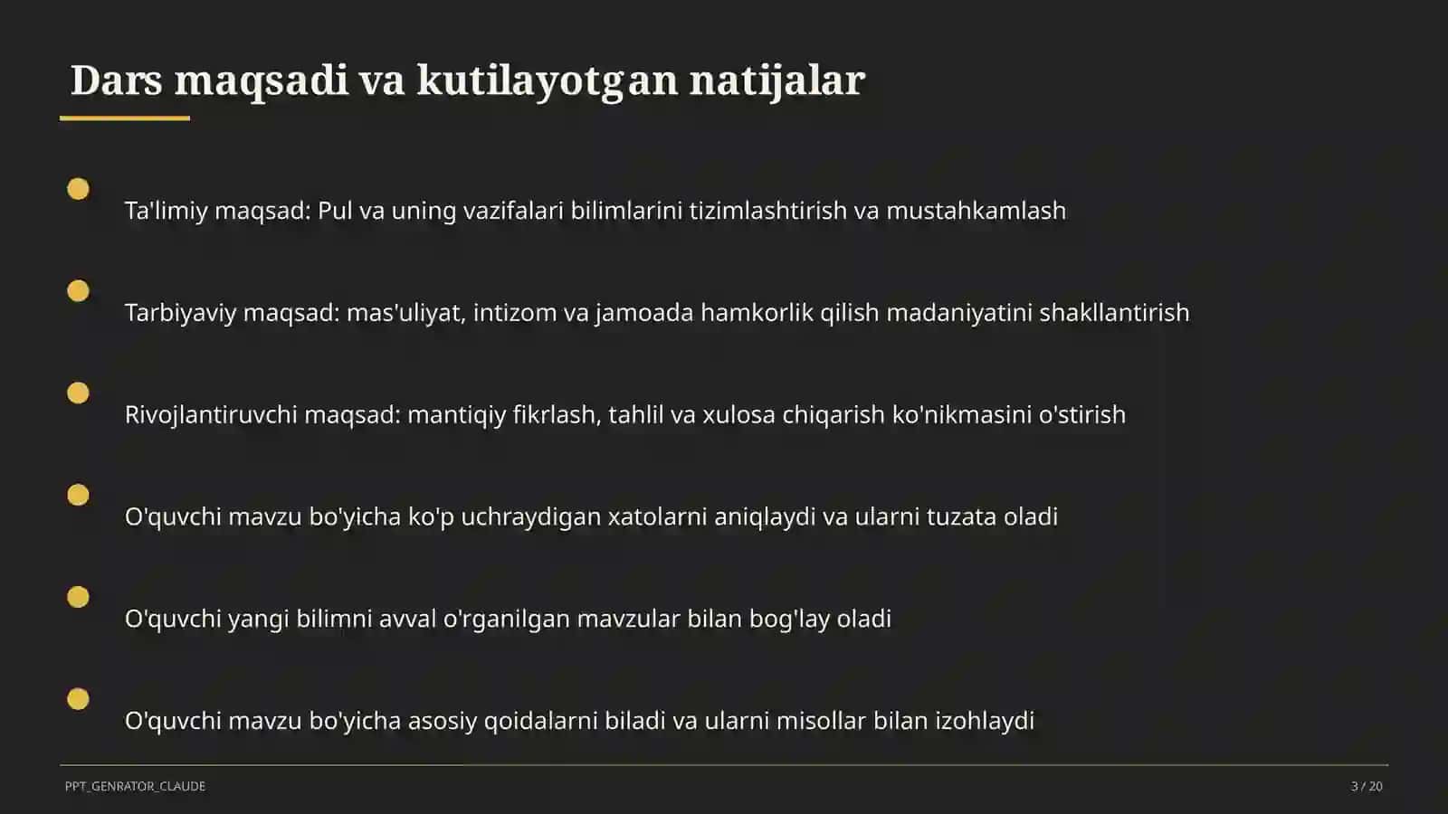 Pul va uning vazifalari (9-sinf) 3