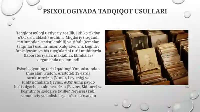 Psixologiya fanining predmeti va rivojlanish tarixi tadqiqot metodlari 3