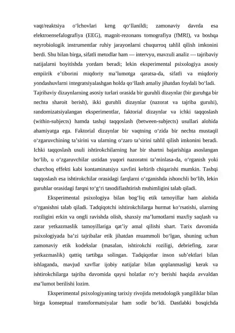 Ebbingauz, Brayyan va Xarterlarning eksperimental psixologiya nuqtaiy nazaordan olib borgan tadqiqotlari. 3