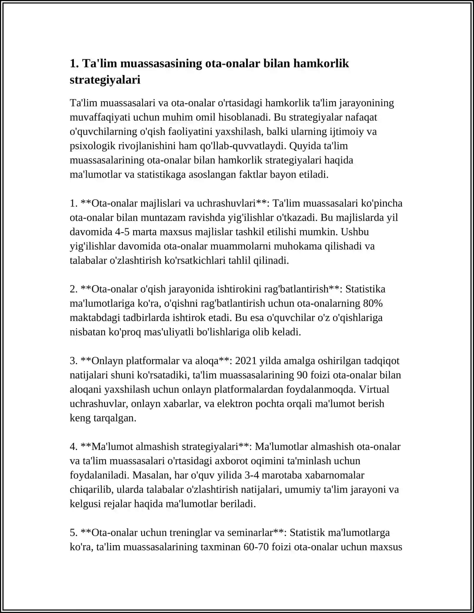 MUSTAQIL ISH Mavzu: TA'LIM MUASSASASINING OTA- ONALAR VA JAMOATCHILIK BILAN GURUH TARZIDAGI ISHLASH SHAKILLARI 3