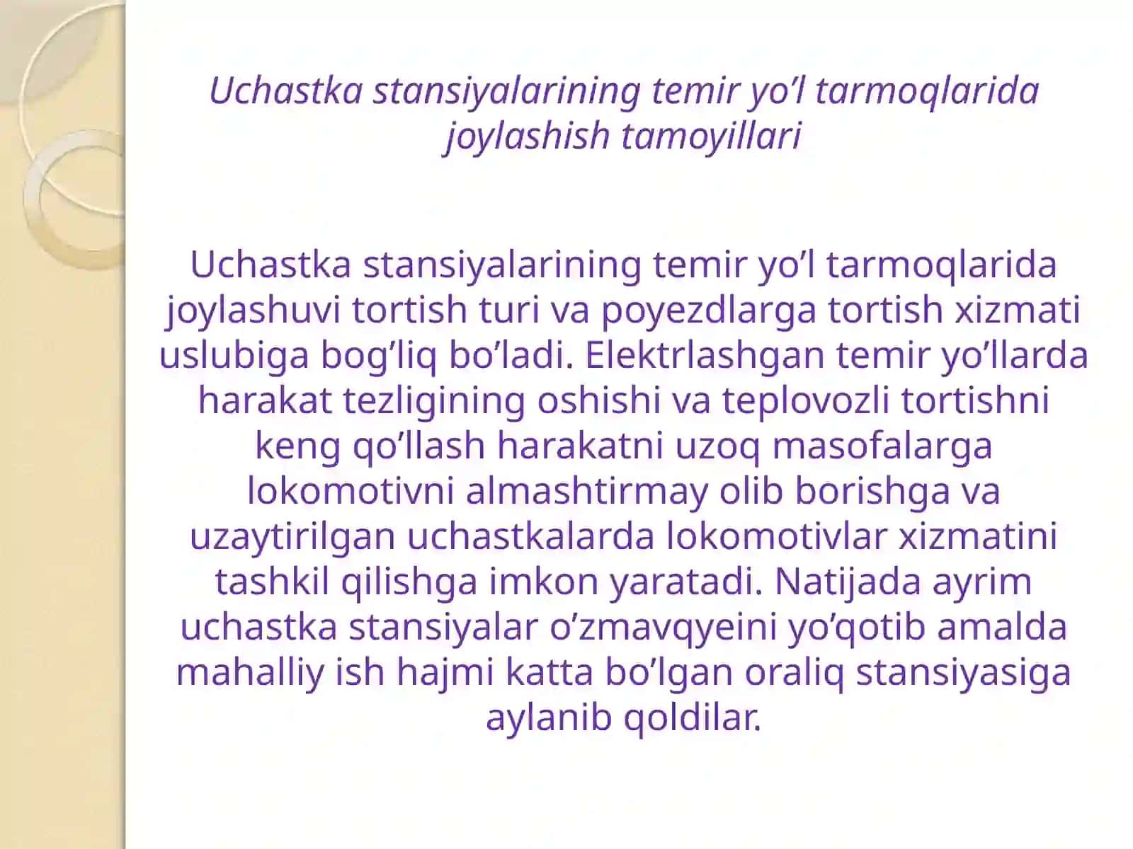 Uchastka bekatlarining joylashish tamoyillari va tasniflanishi 3