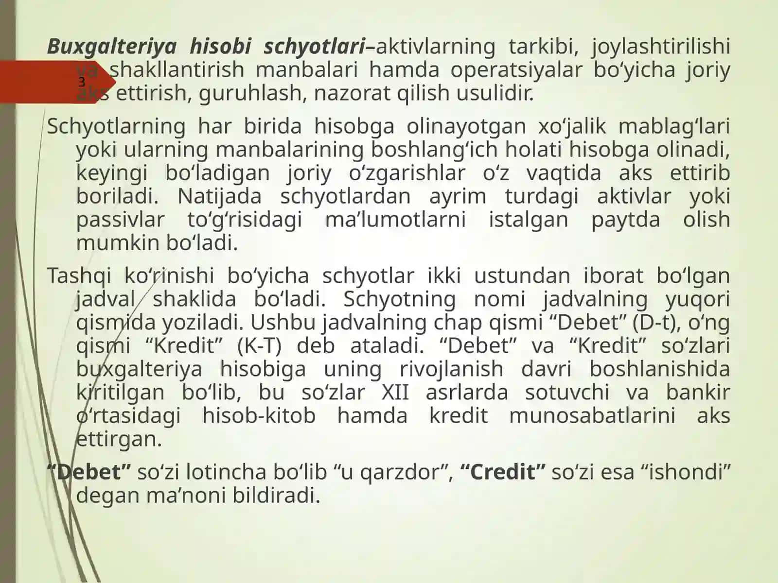 Buxgalteriya Hisobi Xo‘jalik Operatsiyalarida Schotlar rejasi 3