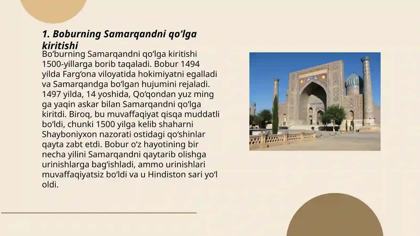 Bo'burning Samarqandni qo‘lga kiritishi 3