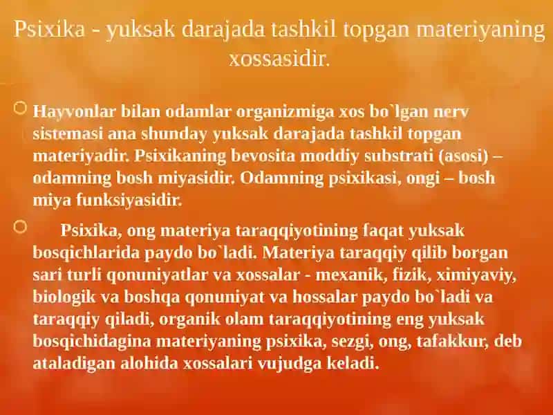 Psixika va uning evolyutsiyasi 3