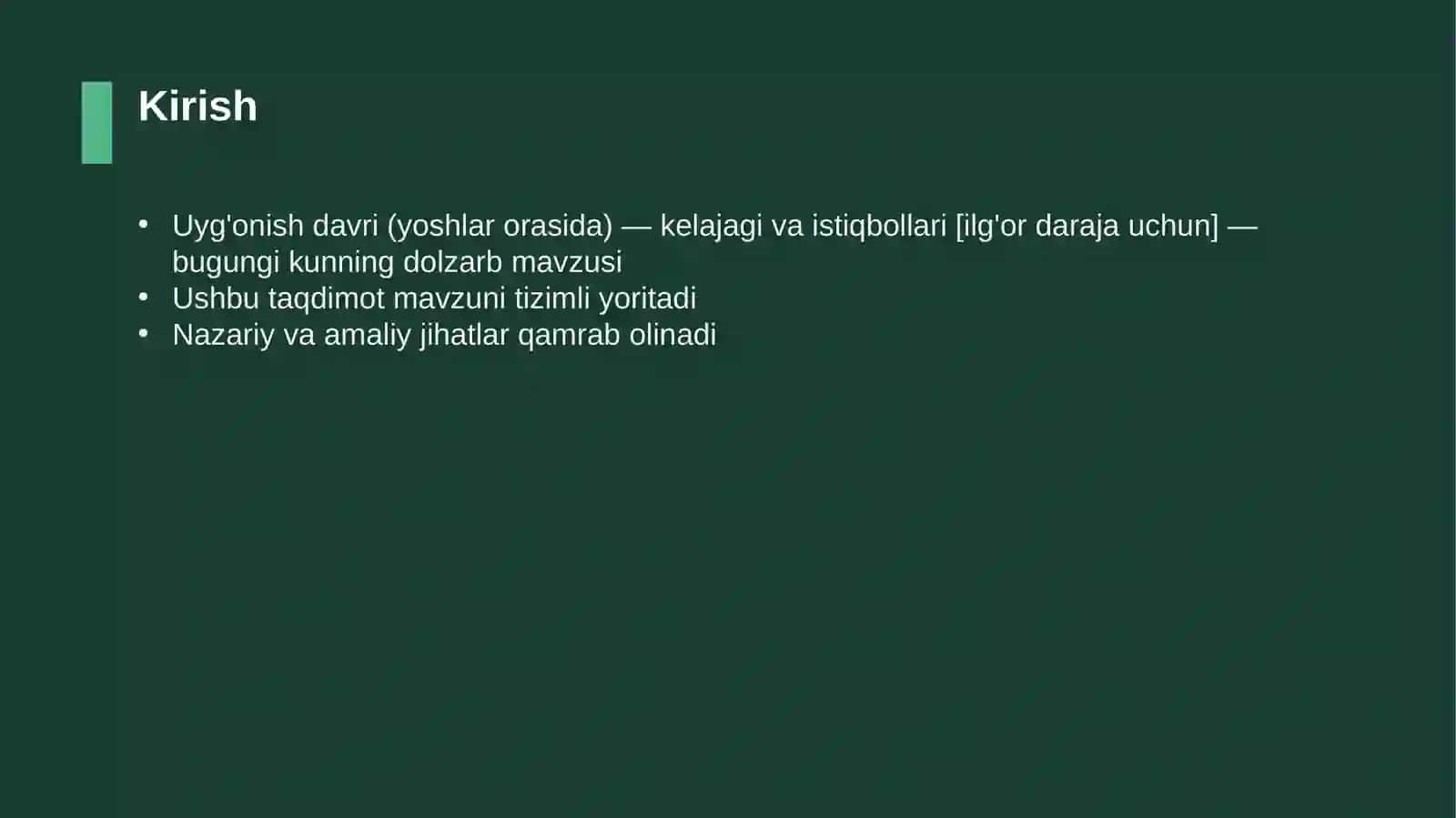 Uyg'onish davri (yoshlar orasida) — kelajagi va istiqbollari [ilg'or daraja uchun] 3