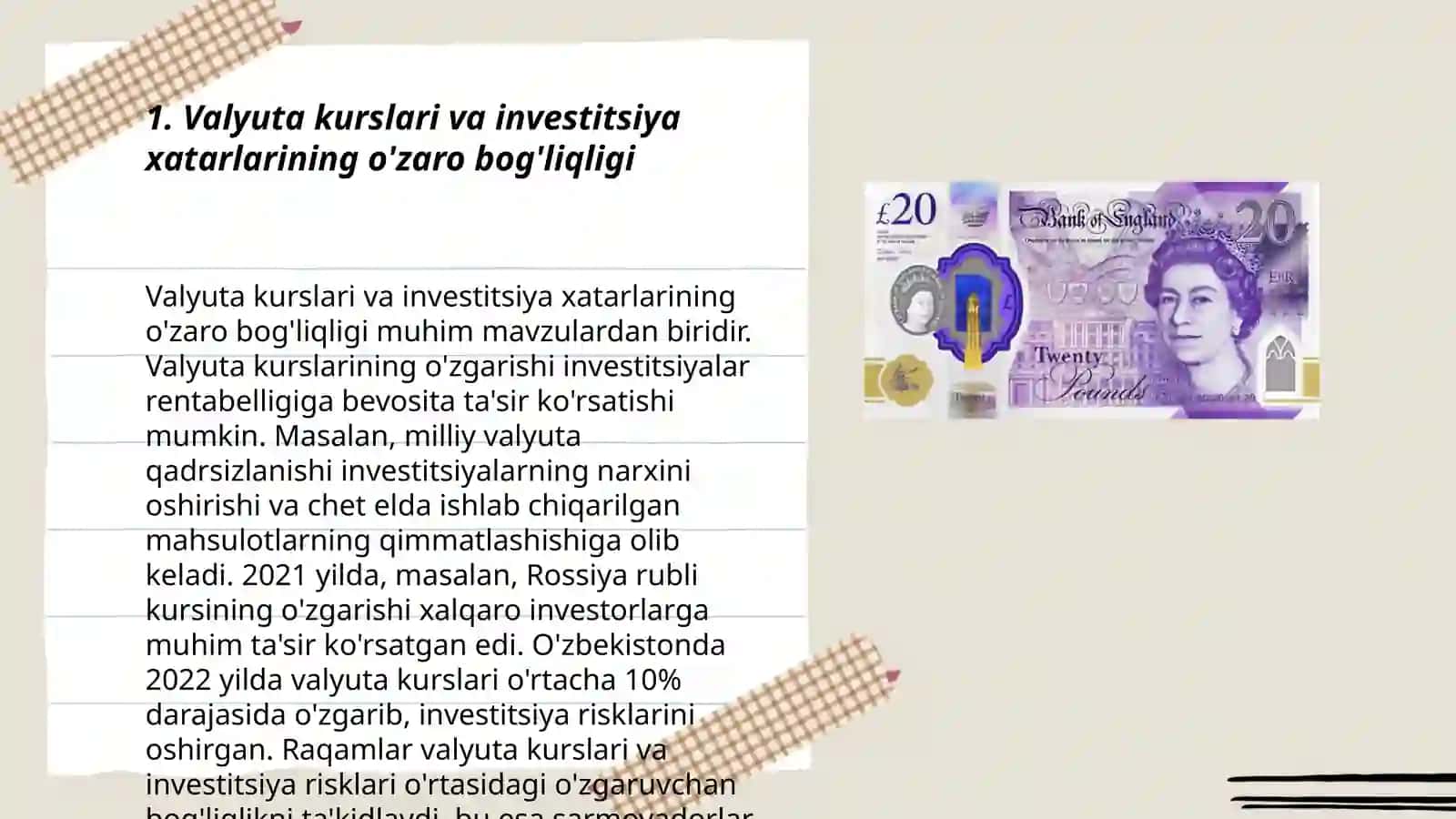 Valyuta kursi o’zgarishining investitsiyalarga ta’siri va uni oldindan bashorat qilish 3