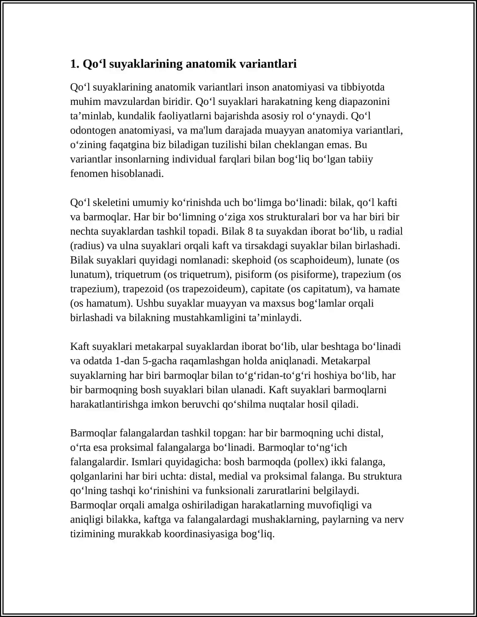 QO'L SUYAKLARINING VARIANTLI ANATOMIYASI, RIVOJLANISH NUQSONLARI, QO'L SUYAKLARINING RIVOJLANISHIGA ICHKI VA TASHQI FAKTORLARNING TASIRI 3