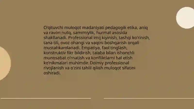 O'qituvchi faoliyatida Muloqot Madaniyati va Psixologiyasi 3