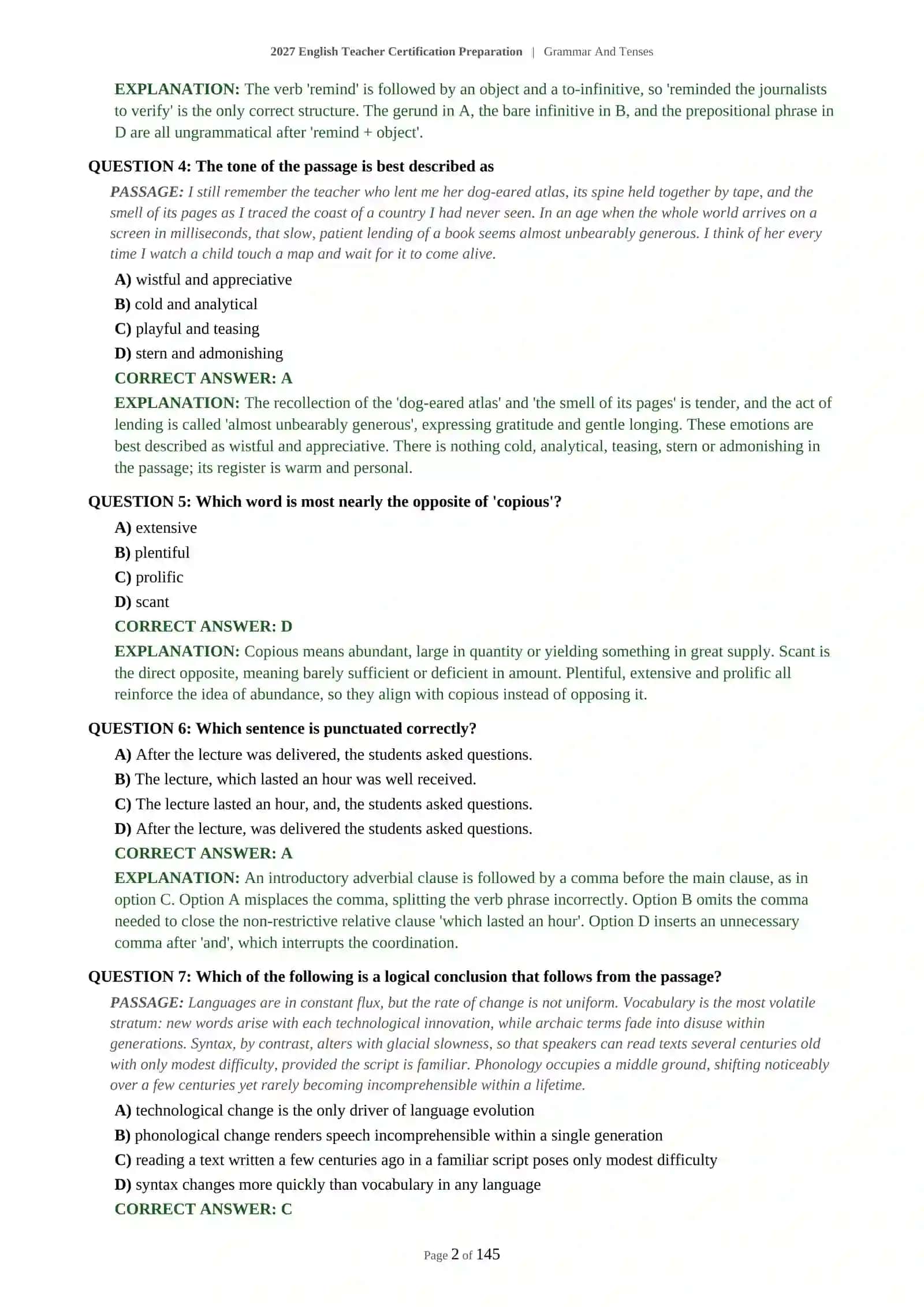 2027 English Teacher Certification Preparation | Grammar And Tenses 3