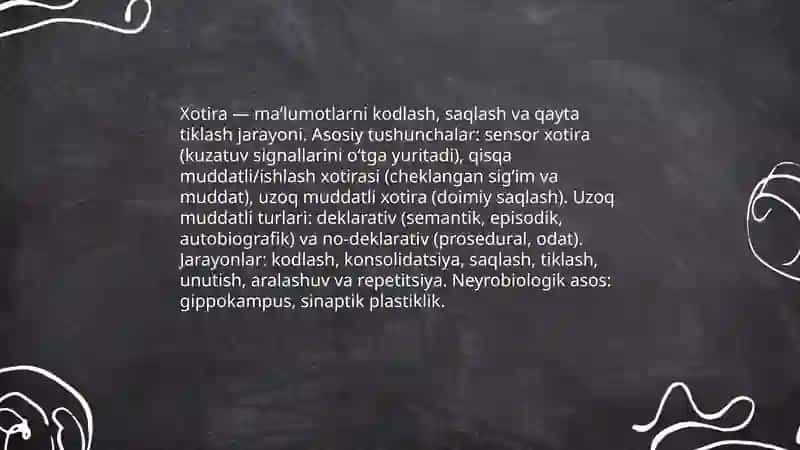 Xotira haqida tushuncha Abdumannonov Yahyobek XTA-25/3 3