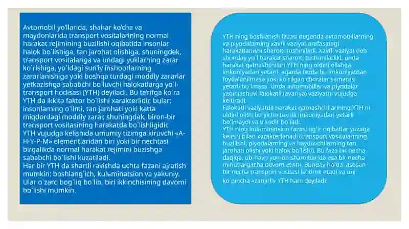 Yo`l transport xodisalari vaularning ko`rsatkichlari 3
