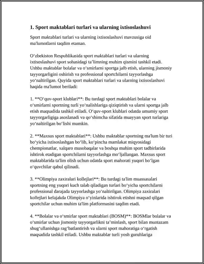 SPORT MAKTABLAR VA MARKAZLARI FAOLIYATINI TASHKIL QILISH 3