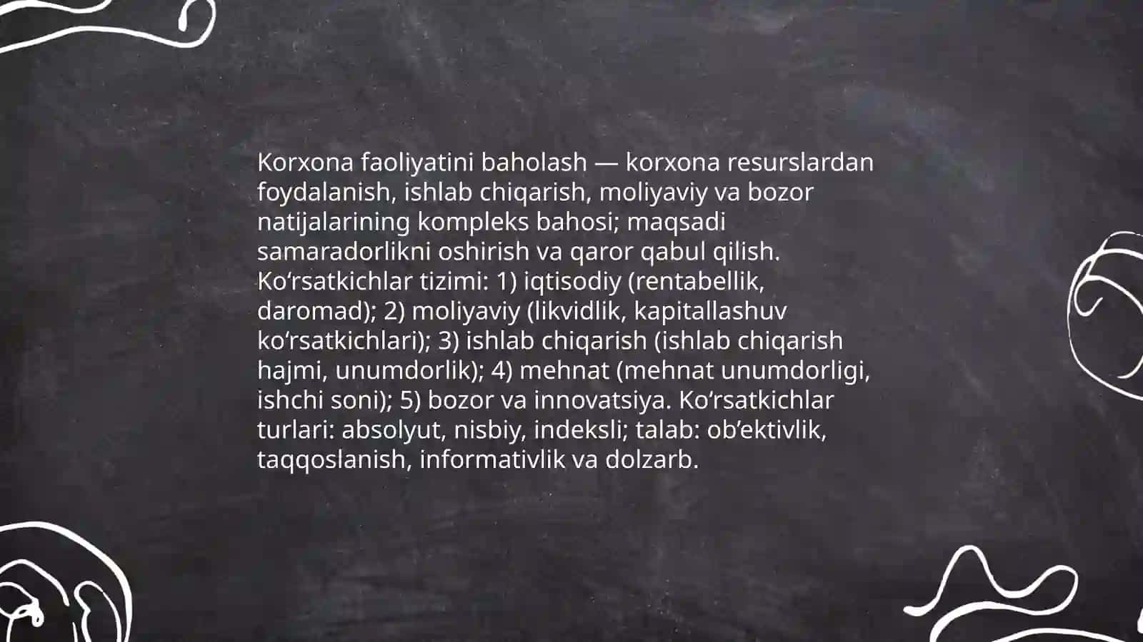 Korxona faoliyatini baholashda ko‘rsatkichlar tizimi 3