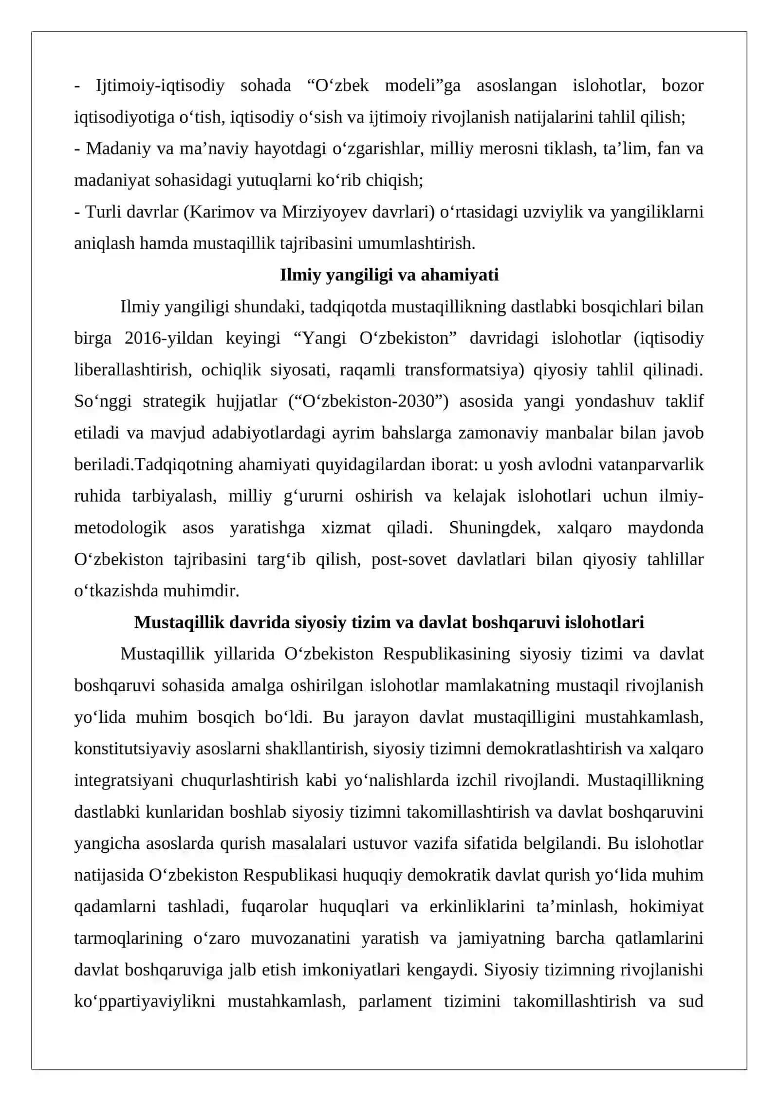 Mustaqillik yillarida O‘zbekistonning siyosiy, ijtimoiy-iqtisodiy va madaniy hayoti tarixi 3
