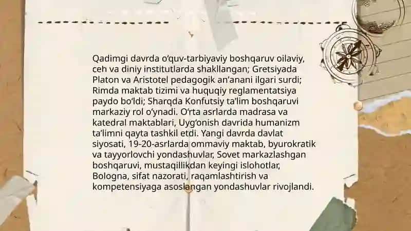 O‘quv-tarbiyaviy jaryonni boshqarishning tarixiy-tadrijiy asoslari 3