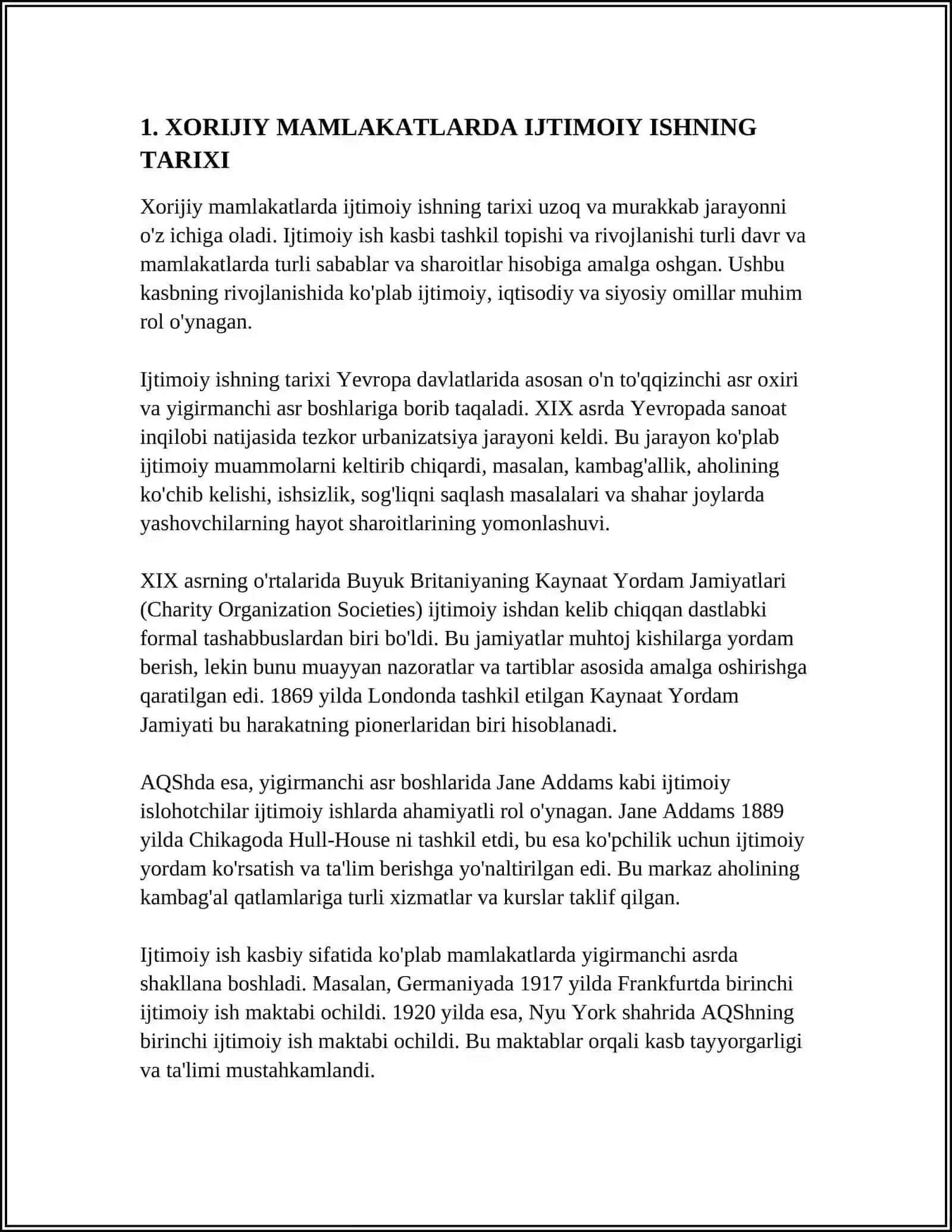 XORIJIY MAMLAKATLARDA IJTIMOIY ISH DARAJALARI VA TA’LIM YÒNALISHLARI 3