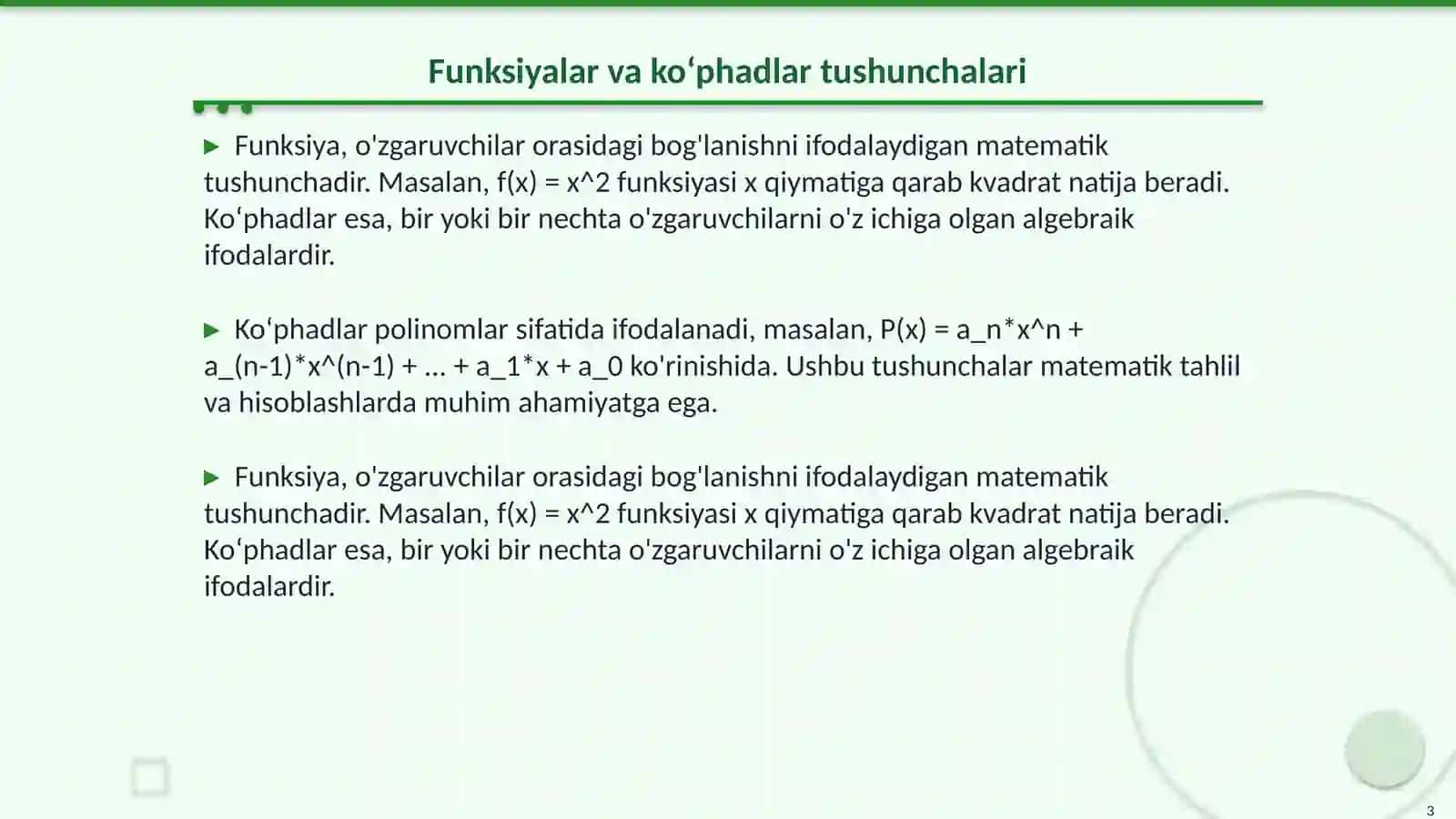Funksiyalarni koʻphadlar bilan yaqinlashtirish 3